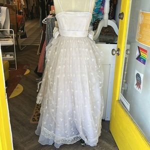 Petite vintage Wedding Dress Boho backyard floral princess cupcake Xs puffy lace